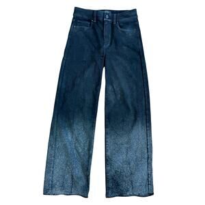 Paige Sasha Black/Silver Glitter Ombré Dégradé High-Rise Wide Leg Jean 26 US 4